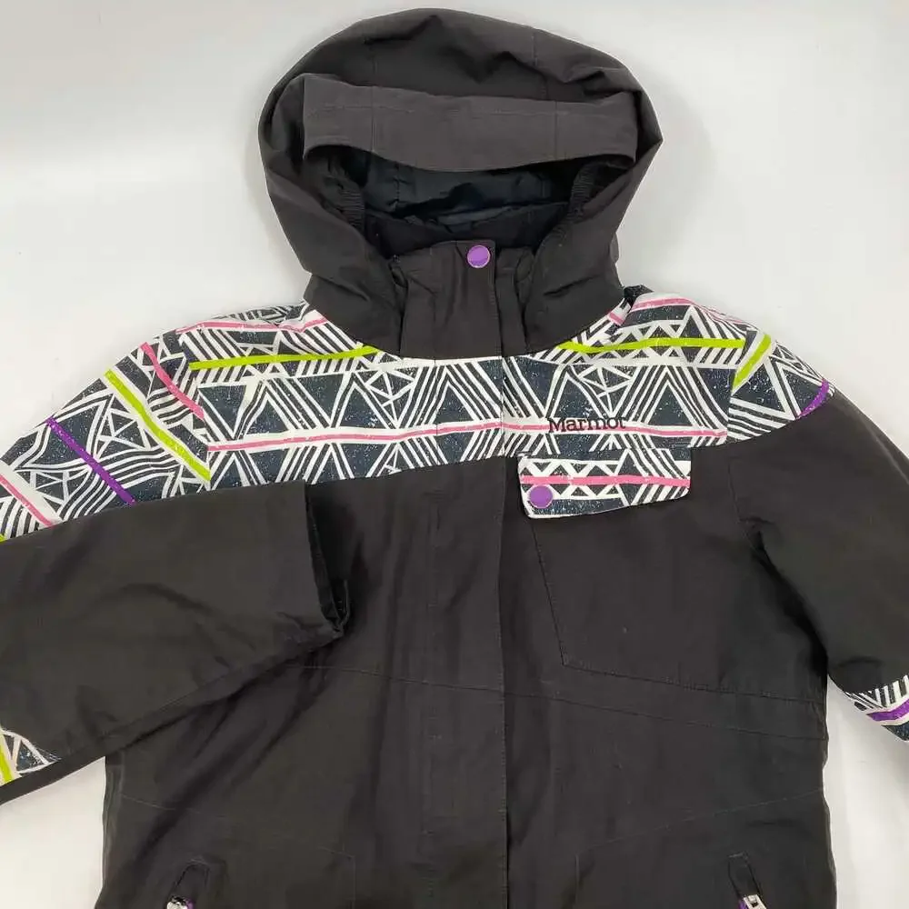 Marmot Girls Black Purple Geometric Ski Coat & Snow Pants Set | LG Regular